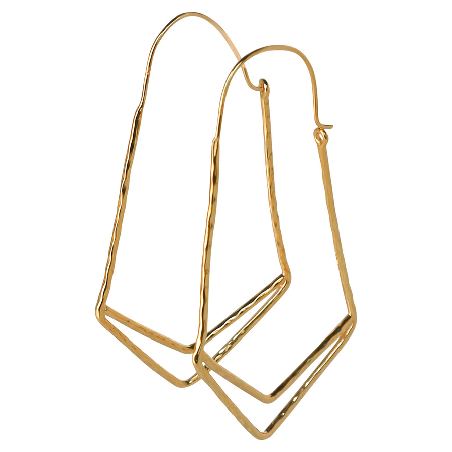 Hammered Double Triangle Basket Earrings