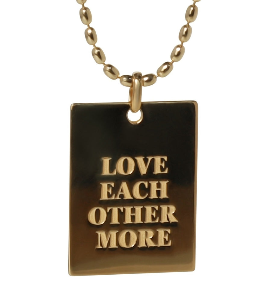 Gold "Love Each Other More" Engraved Pendant