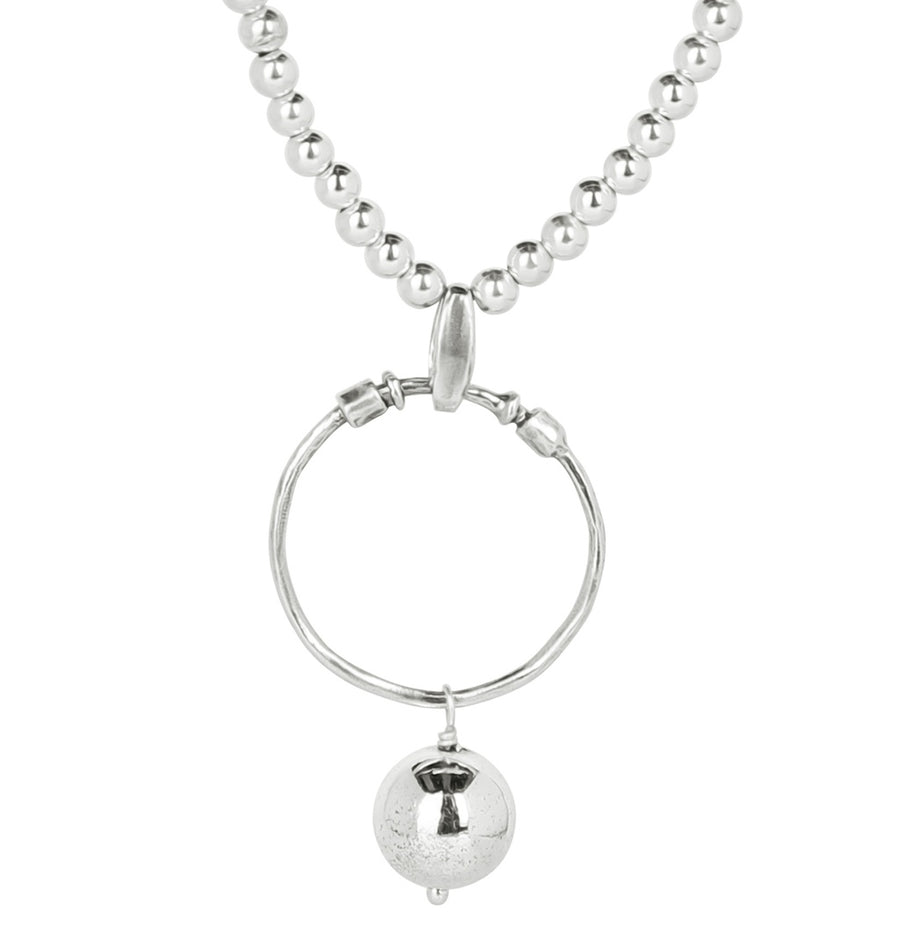 Sterling Silver Ball Chain & Dangle Pendant Necklace