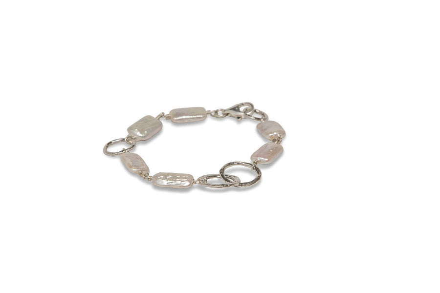 Rectangle Pearl Link Bracelet