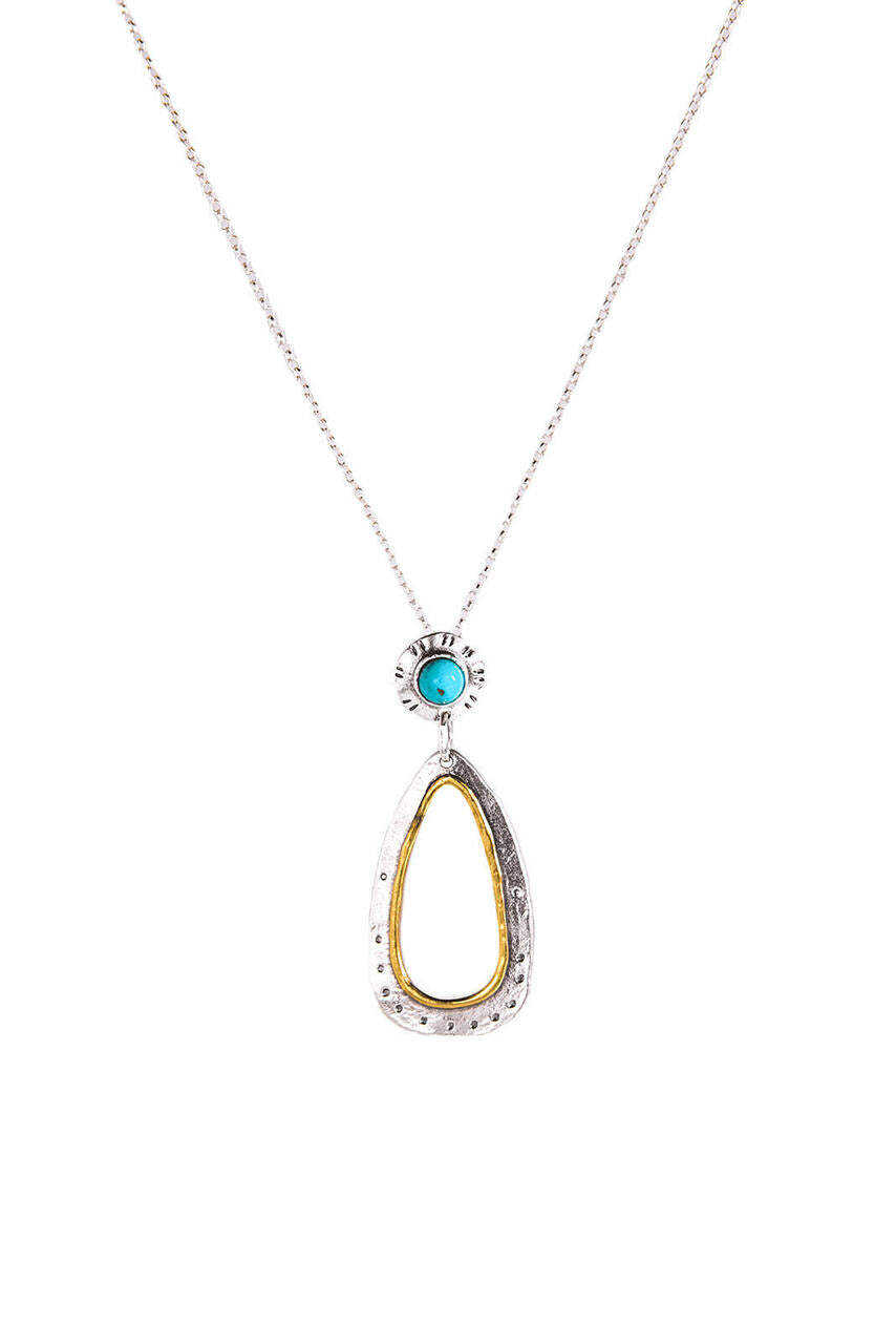 **FINAL SALE** Open Oblong with Brass & Turquoise Necklace