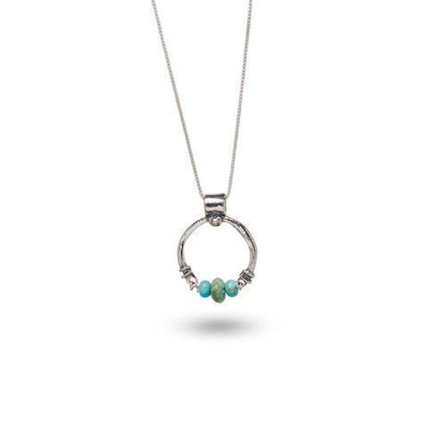 **COMING SOON**Sterling Silver Circle Necklace with Turquoise Beads