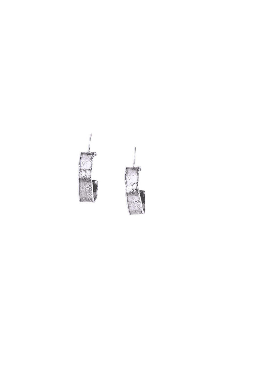 Wide Sterling Silver Hoops on Wire Earrings