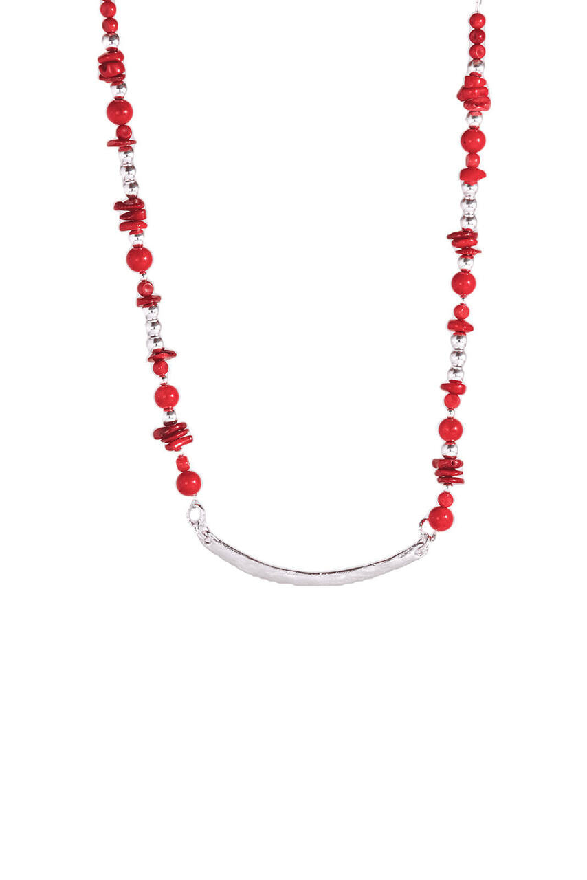 ***FINAL SALE***Coral & Sterling Silver Bead Necklace