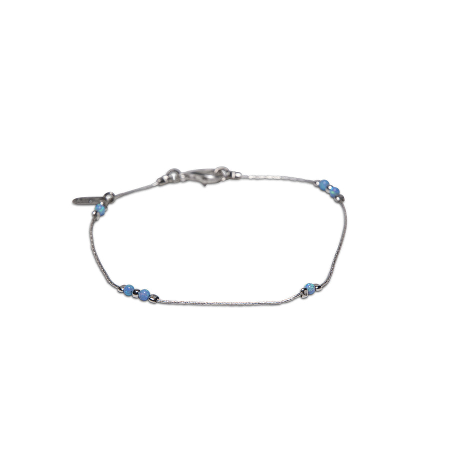 Sterling Silver Anklet with Blue Opals