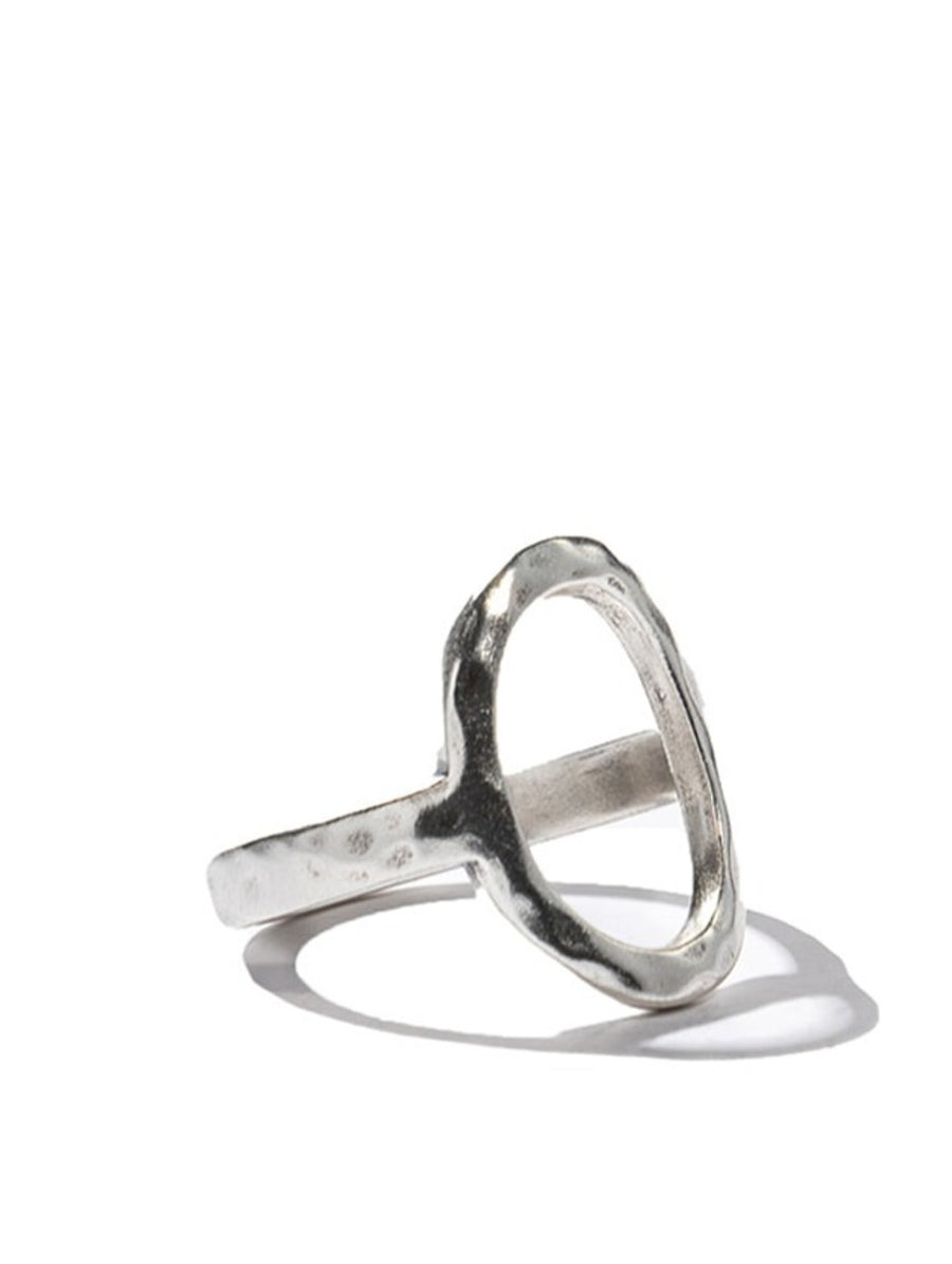 Hammered Oval Sterling Silver Ring