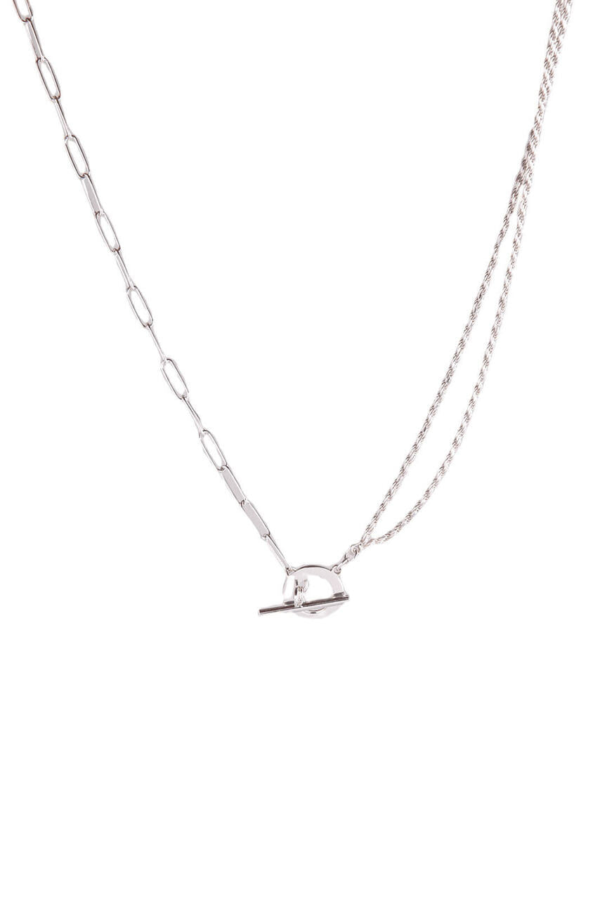 Paper Clip & Rope Chain Toggle Necklace