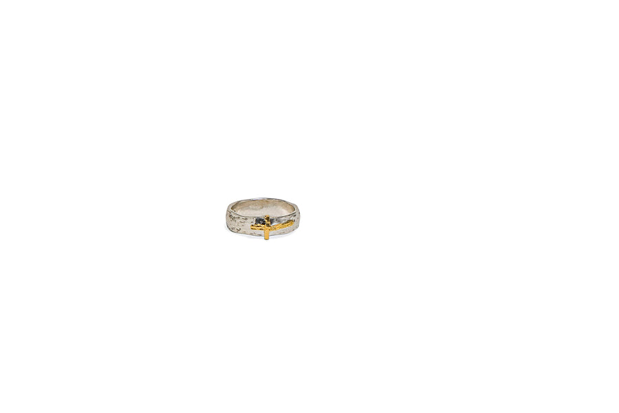 Sterling Silver & Gold Cross Ring