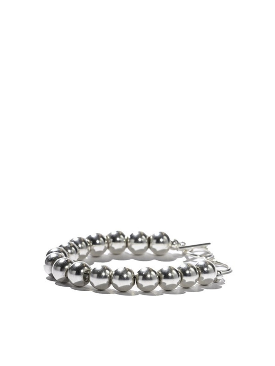 Large Sterling Silver Bead Toggle Bracelet