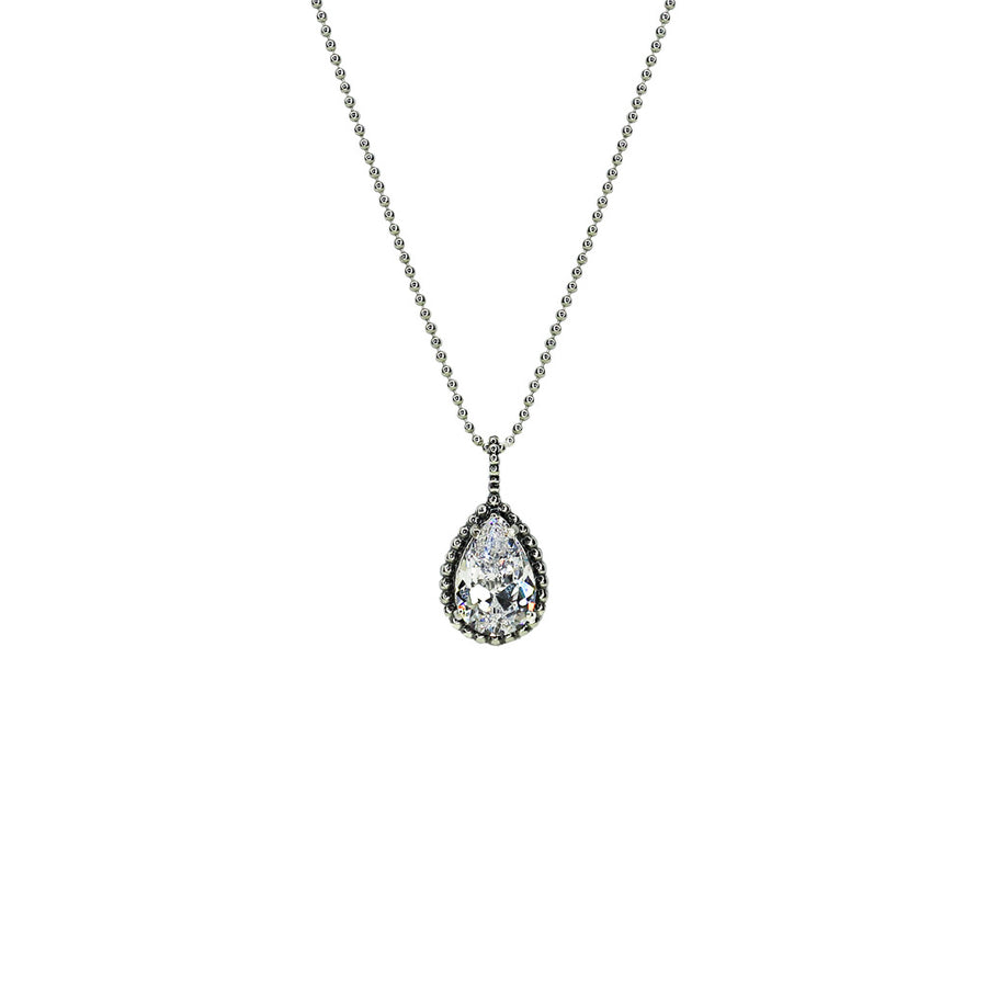 **FINAL SALE** Sterling Silver Necklace with Teardrop Cubic Zirconia
