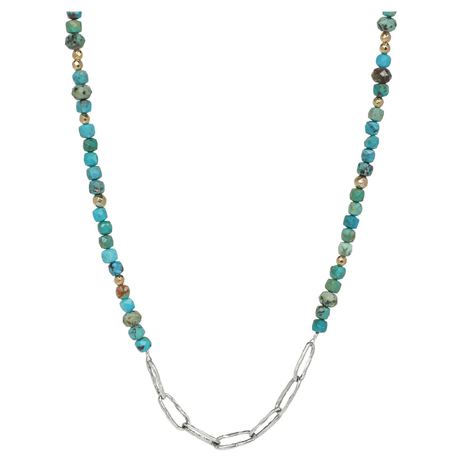 ***FINAL SALE*:**Sterling Silver Paper Clip & Turquoise Necklace
