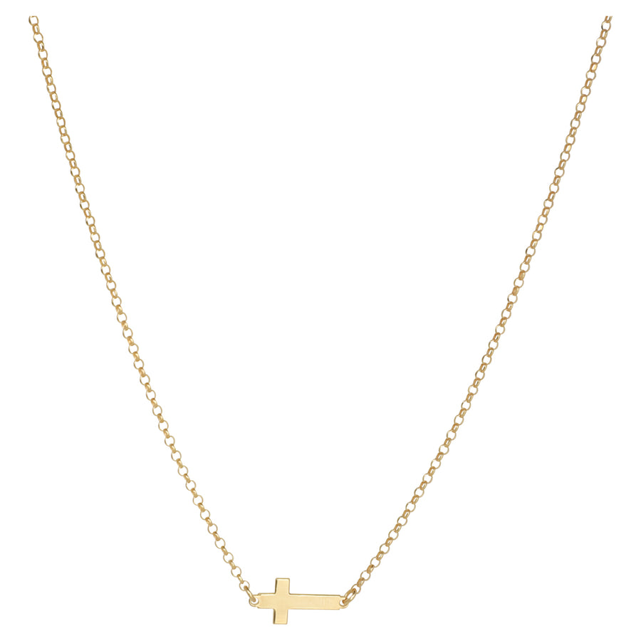 Gold East to West Cross Necklace