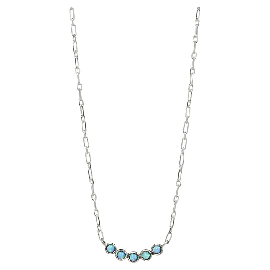 Sterling Silver Paper Clip & Opal Necklace