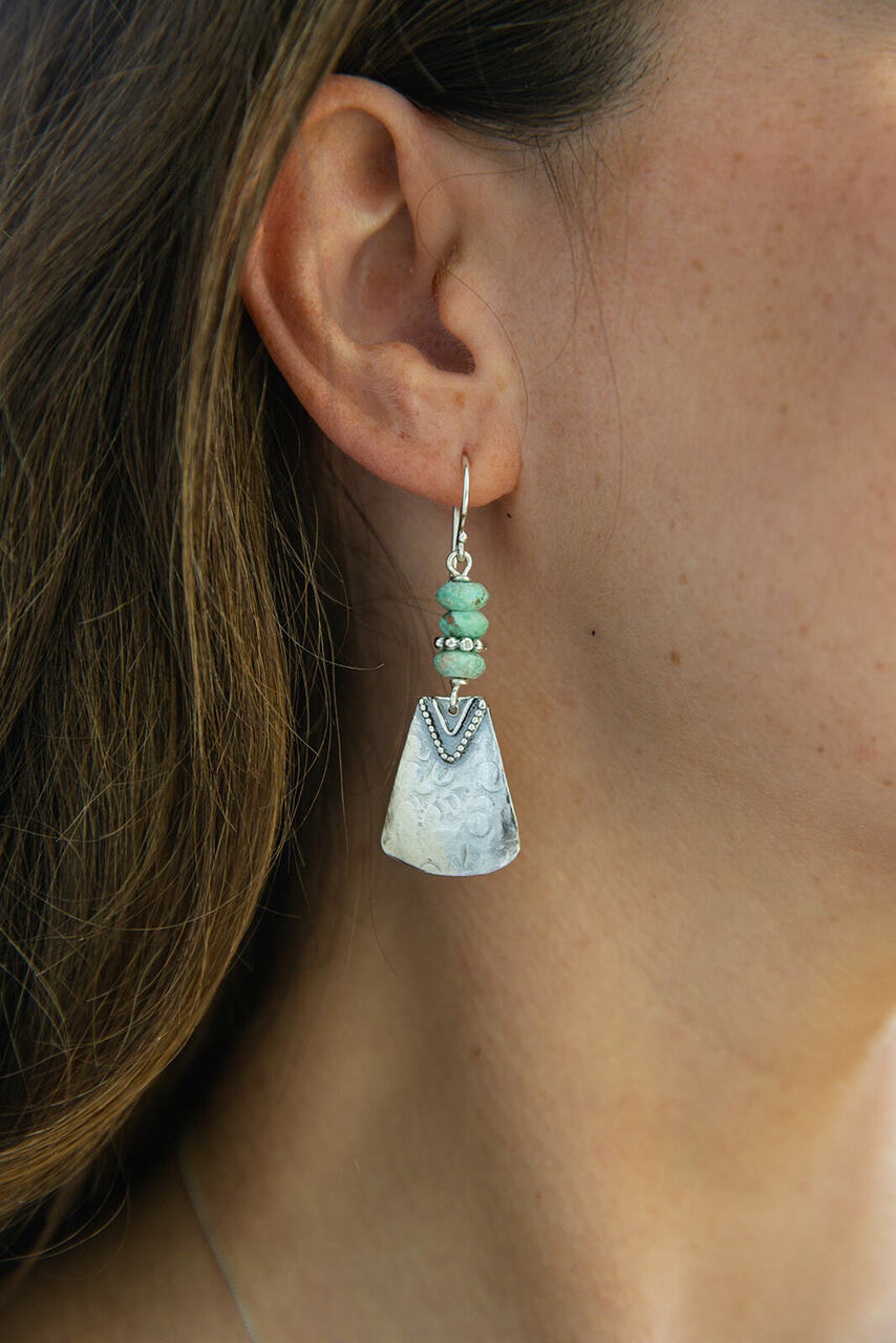 Aztec Light Green Stone Earrings