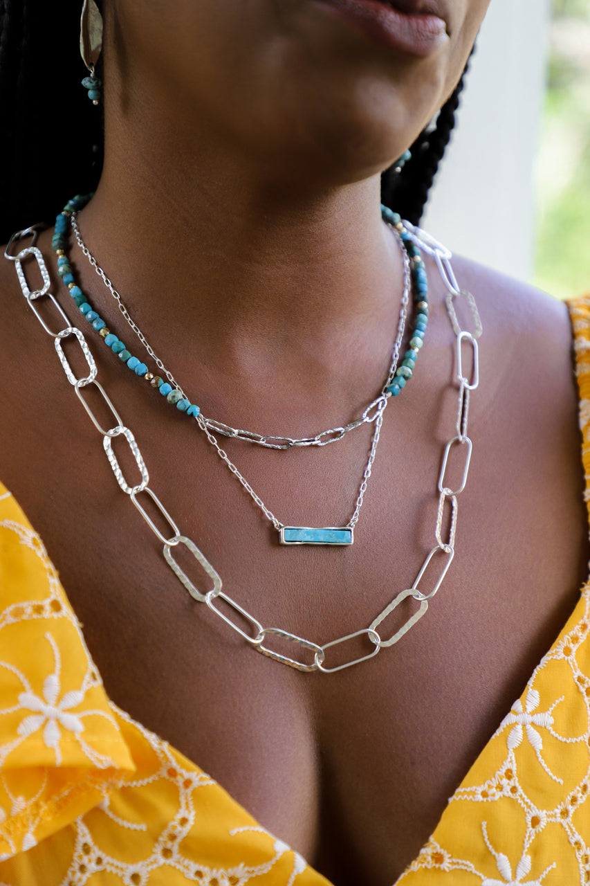 Sterling Silver & Turquoise Bar Necklace