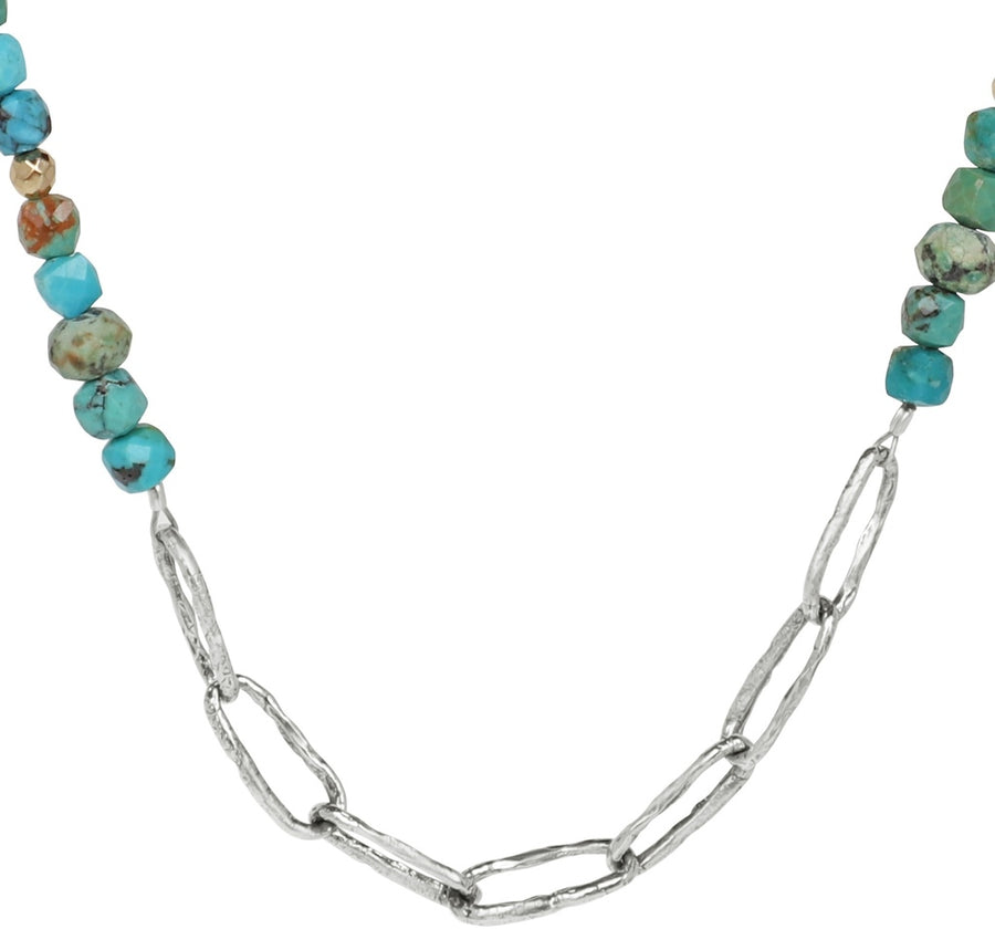 ***FINAL SALE*:**Sterling Silver Paper Clip & Turquoise Necklace