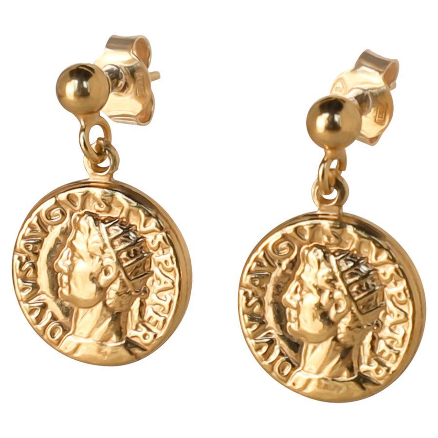 Gold Roman Coin Post Earrings