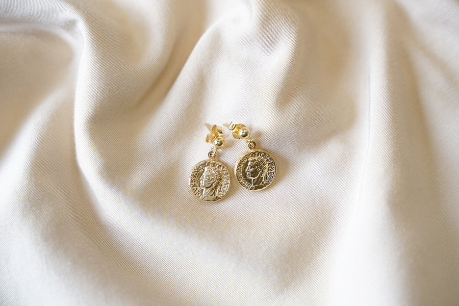 Gold Roman Coin Post Earrings