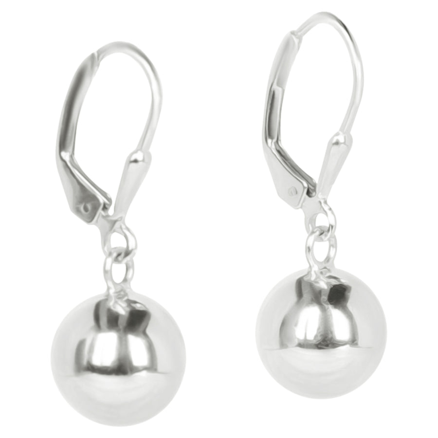 Sterling Silver Leverback Ball Earrings