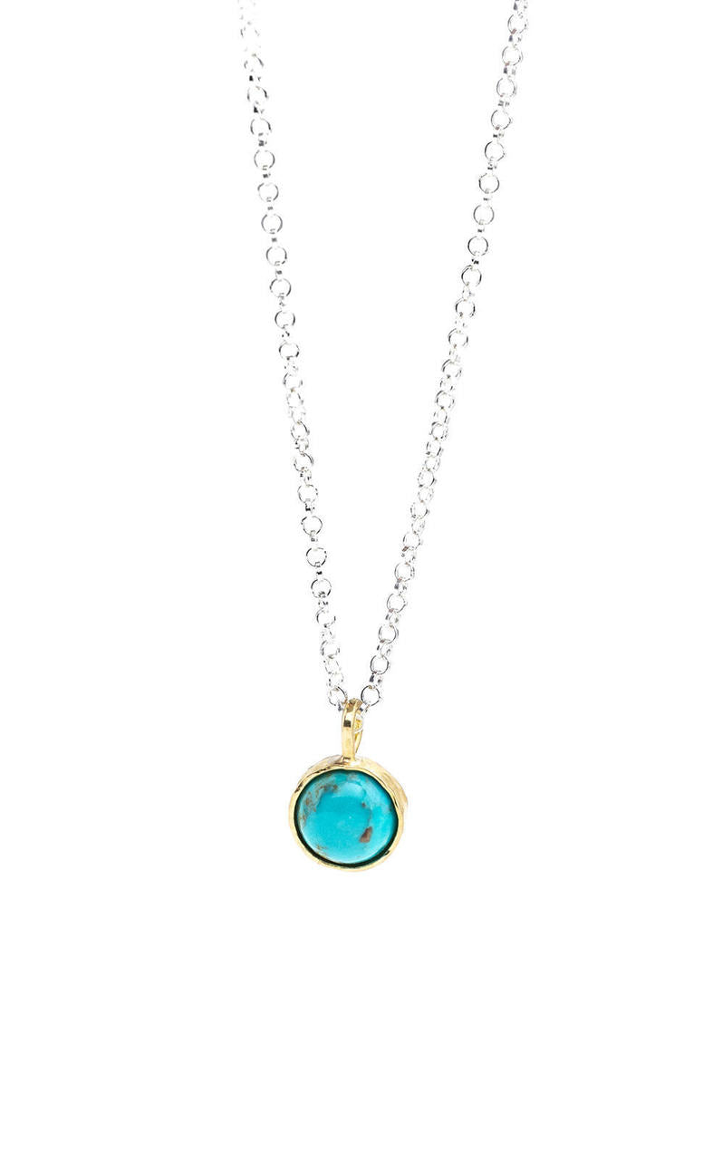 Mix & Match Turquoise Round in Brass Setting Necklace