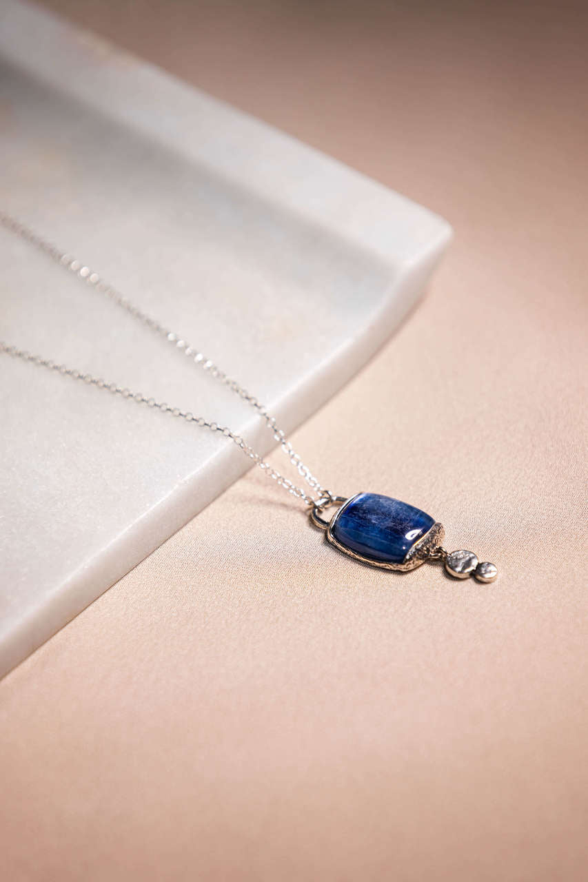 Kyanite Necklace with Sterling Silver Drops