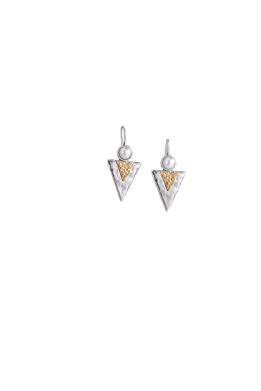Triangle with Gold & Pearl Earrings