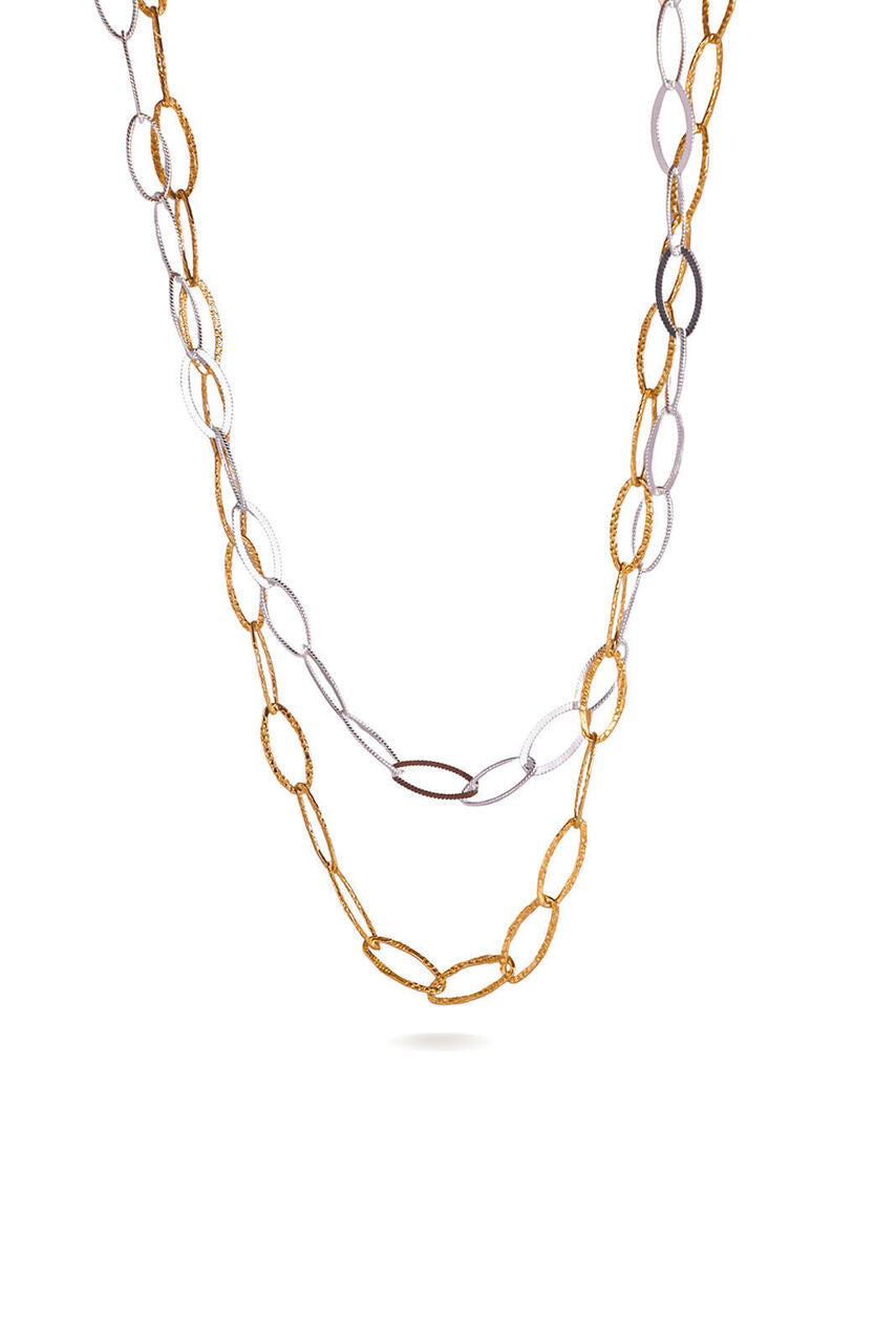 Sterling Silver & Gold Oval Link Necklace