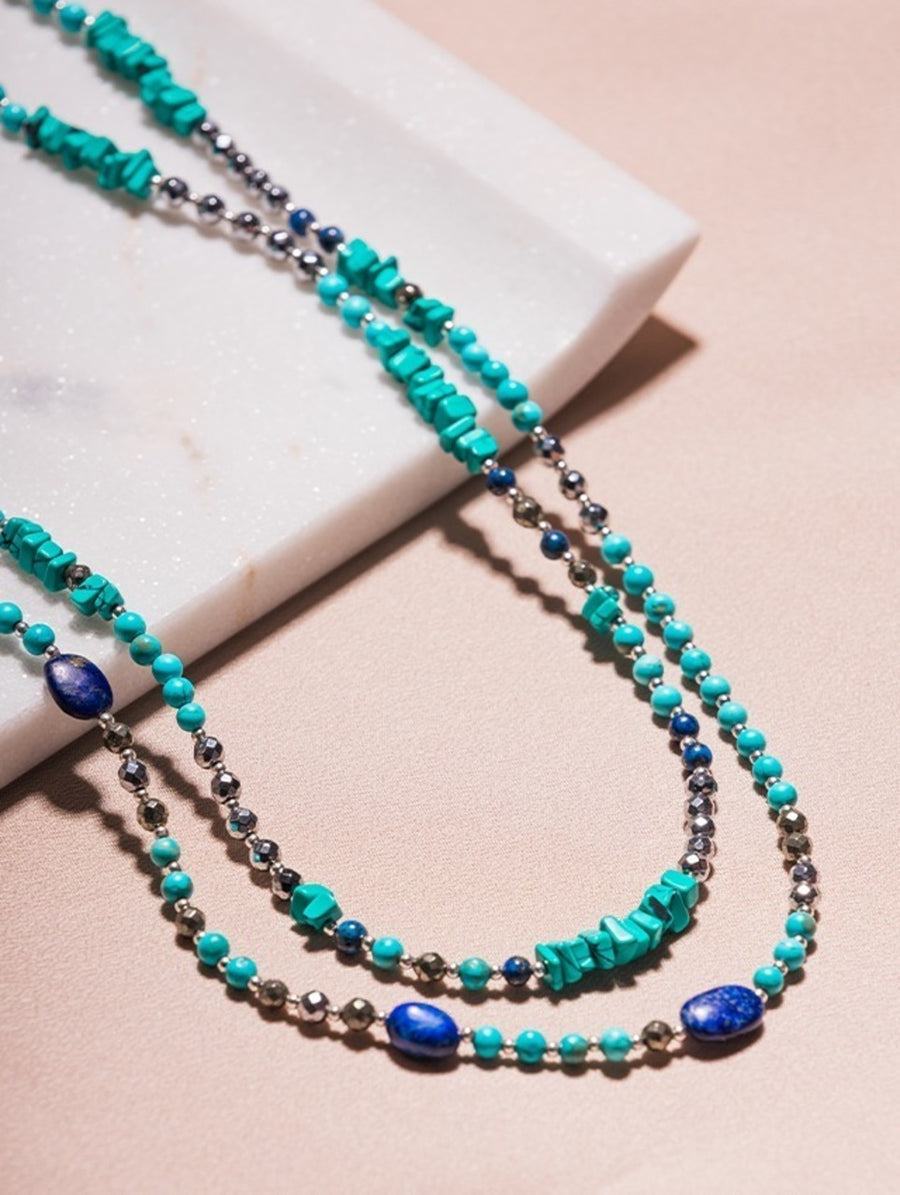 Turquoise & Sterling Silver Multi-Bead Necklace