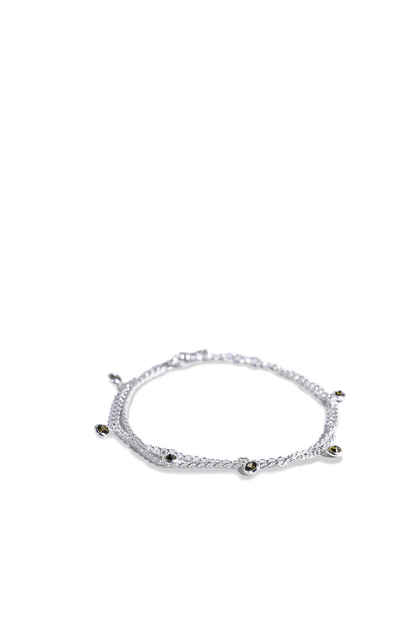 Rope Chain with Olive CZ Dangle Bracelet