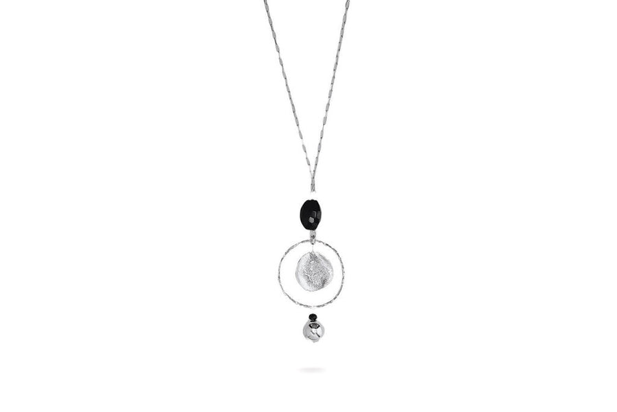 Triple Black Agate Bead Necklace