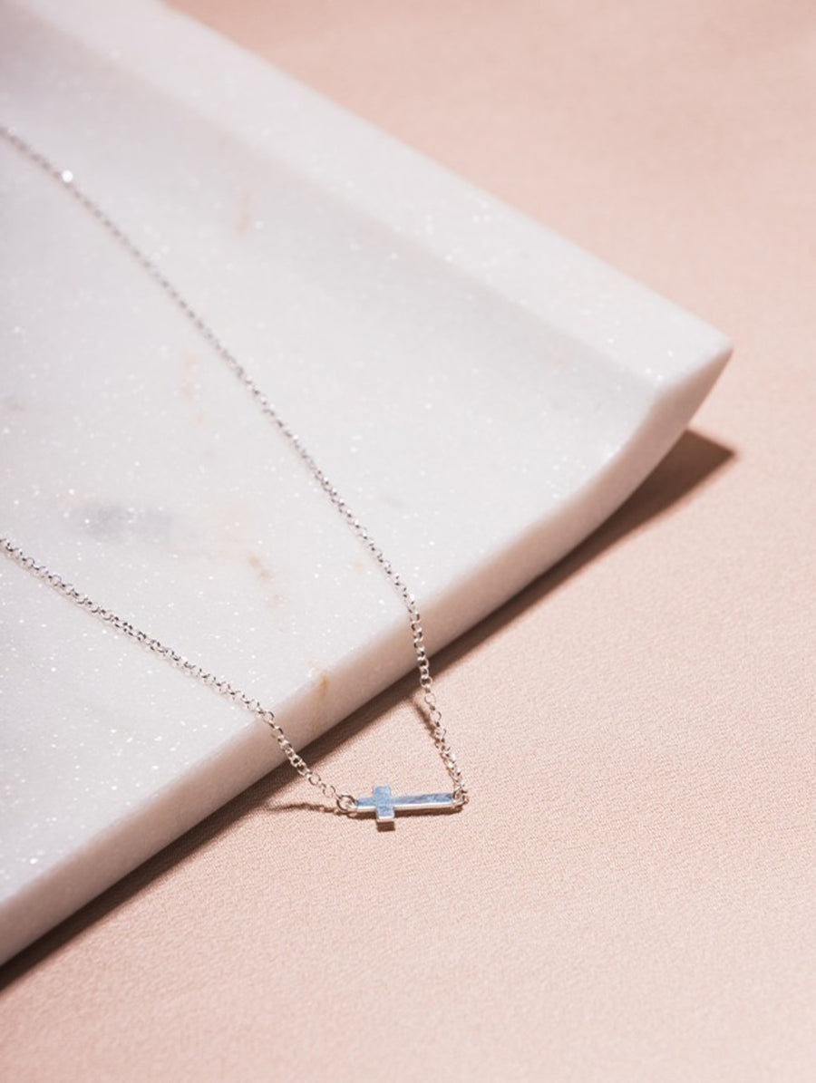 Sterling Silver East to West Cross Necklace