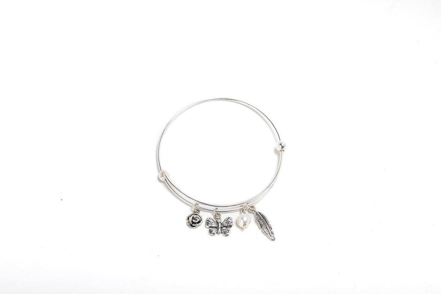 ***FINAL SALE*** Expandable Sterling Silver Bangle with Charms
