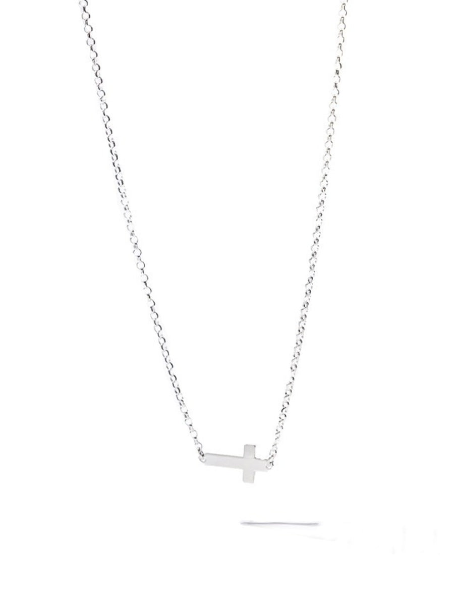 Sterling Silver East to West Cross Necklace