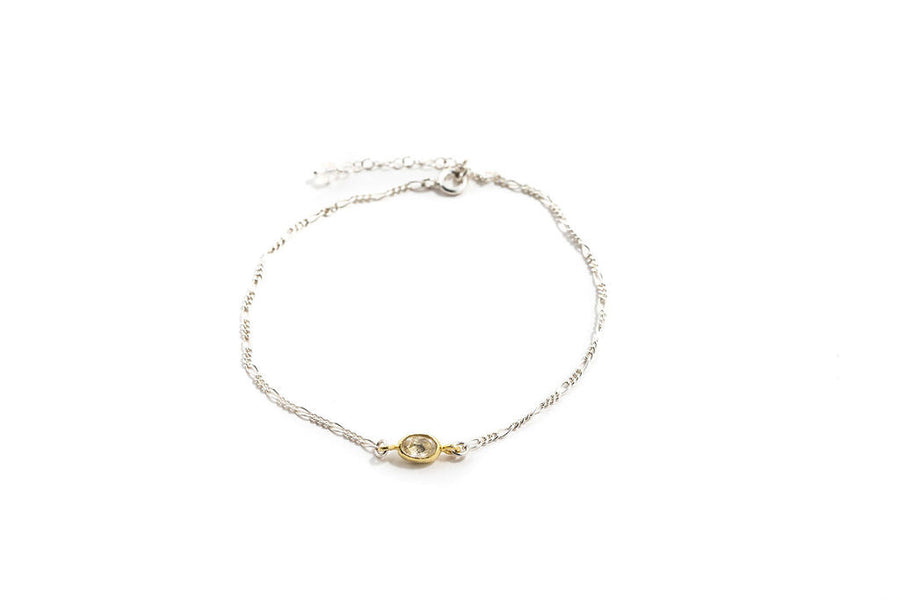 Sterling Silver, Brass & Cubic Zirconia Anklet