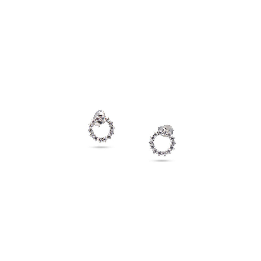 Sterling Silver Cubic Zirconia Circle Post Earrings