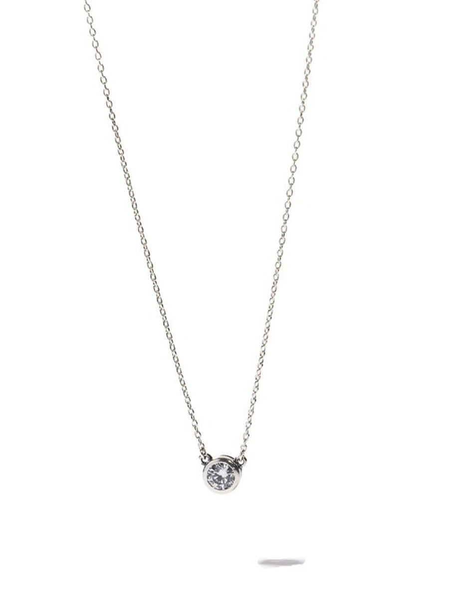 Sterling Silver Single Cubic Zirconia Necklace
