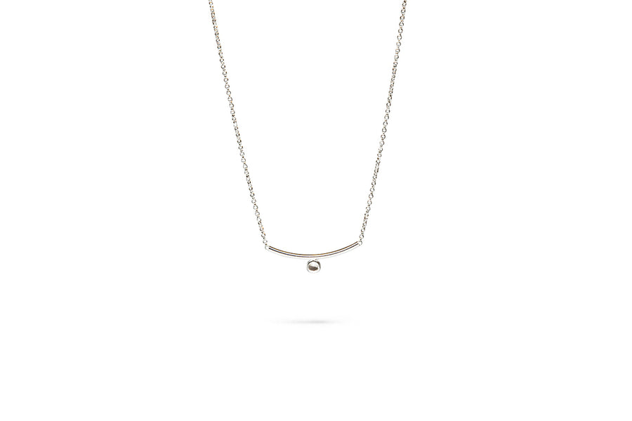 Curved Bar Necklace with Cubic Zirconia