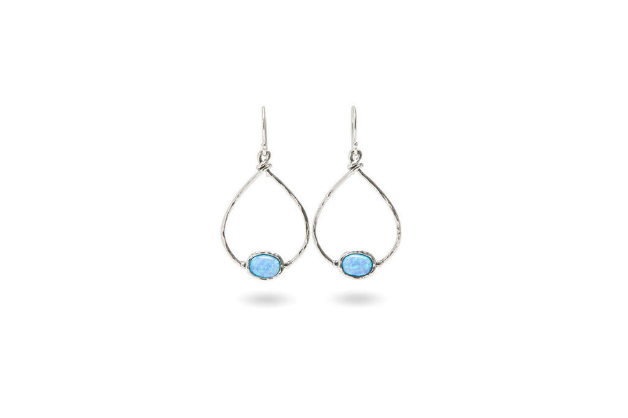 Sterling Silver & Opal Teardrop Earrings
