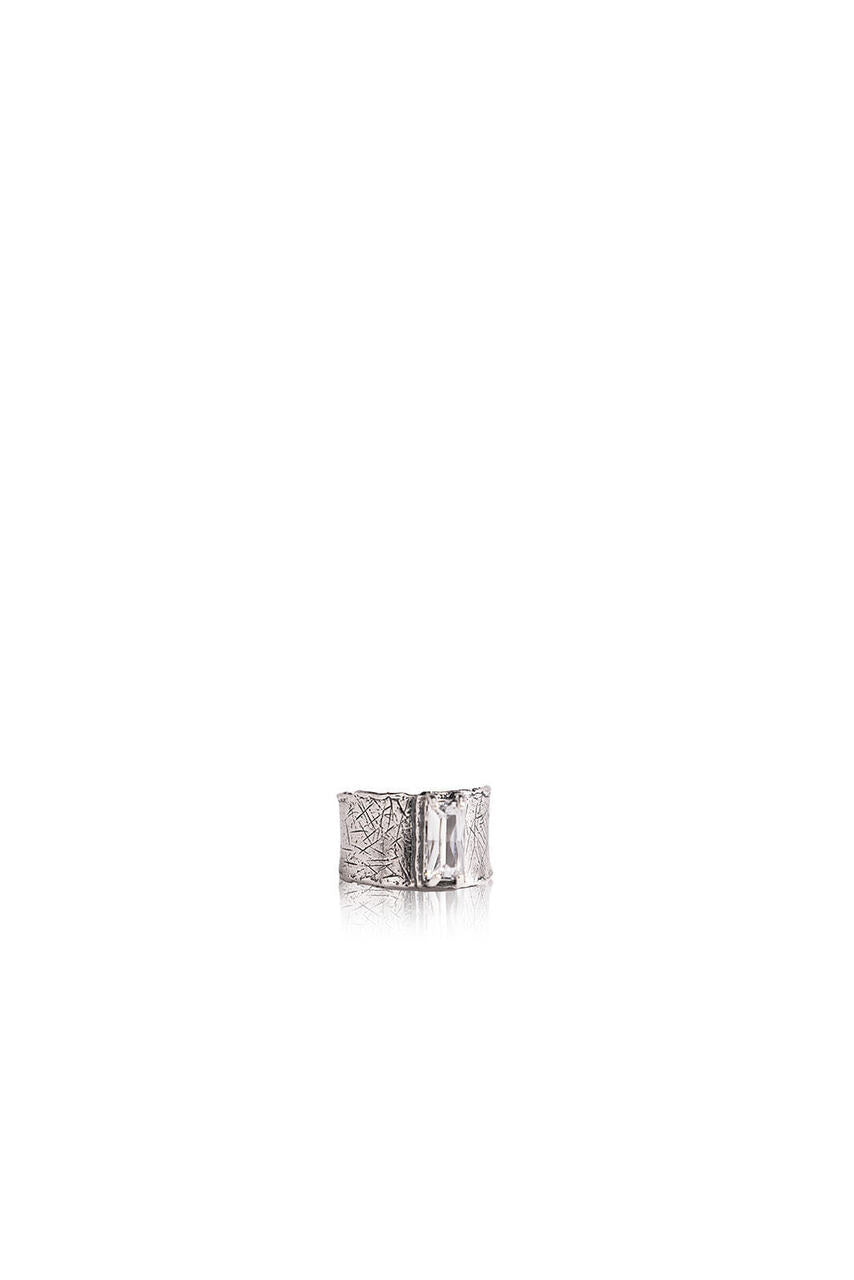 Sterling Silver Rectangle Cubic Zirconia Band Ring